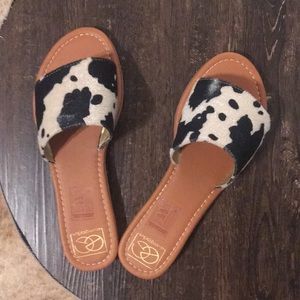 Cutest cow print sandal slides